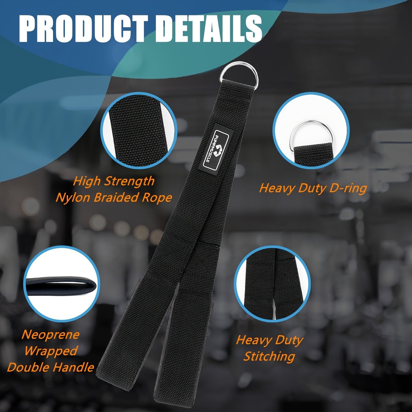 PUMPMUSCLE Tricep Rope. Versatile Gym Equipment for Strength Training