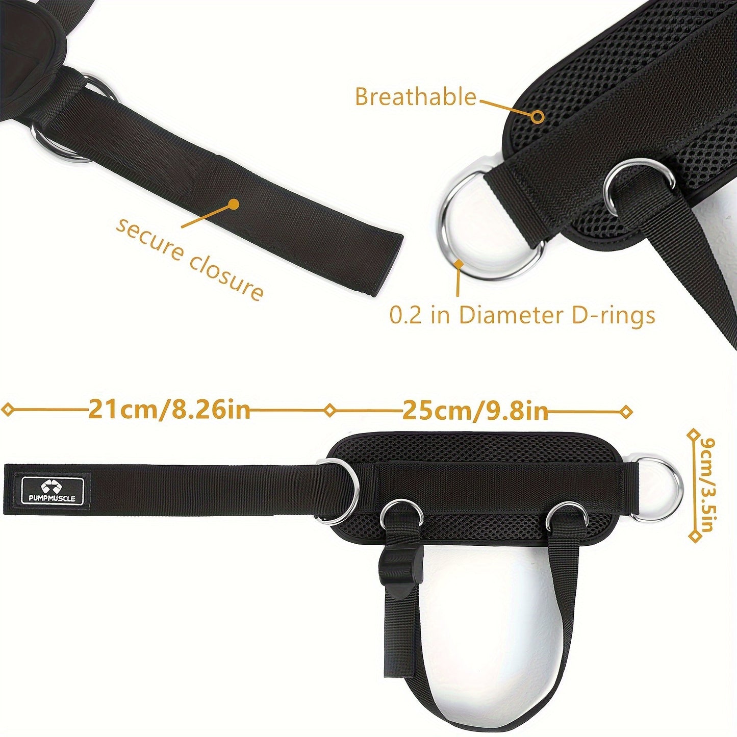 PUMPMUSCLE Ankle Straps for Cable Machines Kickbacks - Adjustable Comfort Ankle Cable Attachments for Gym Ankle Cuff Cable Machine Glute Kickback Straps