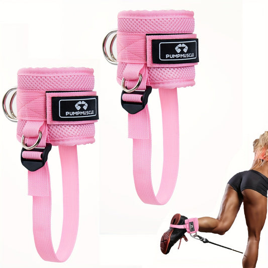 PUMPMUSCLE Ankle Straps for Cable Machines Kickbacks - Adjustable Comfort Ankle Cable Attachments for Gym Ankle Cuff Cable Machine Glute Kickback Straps