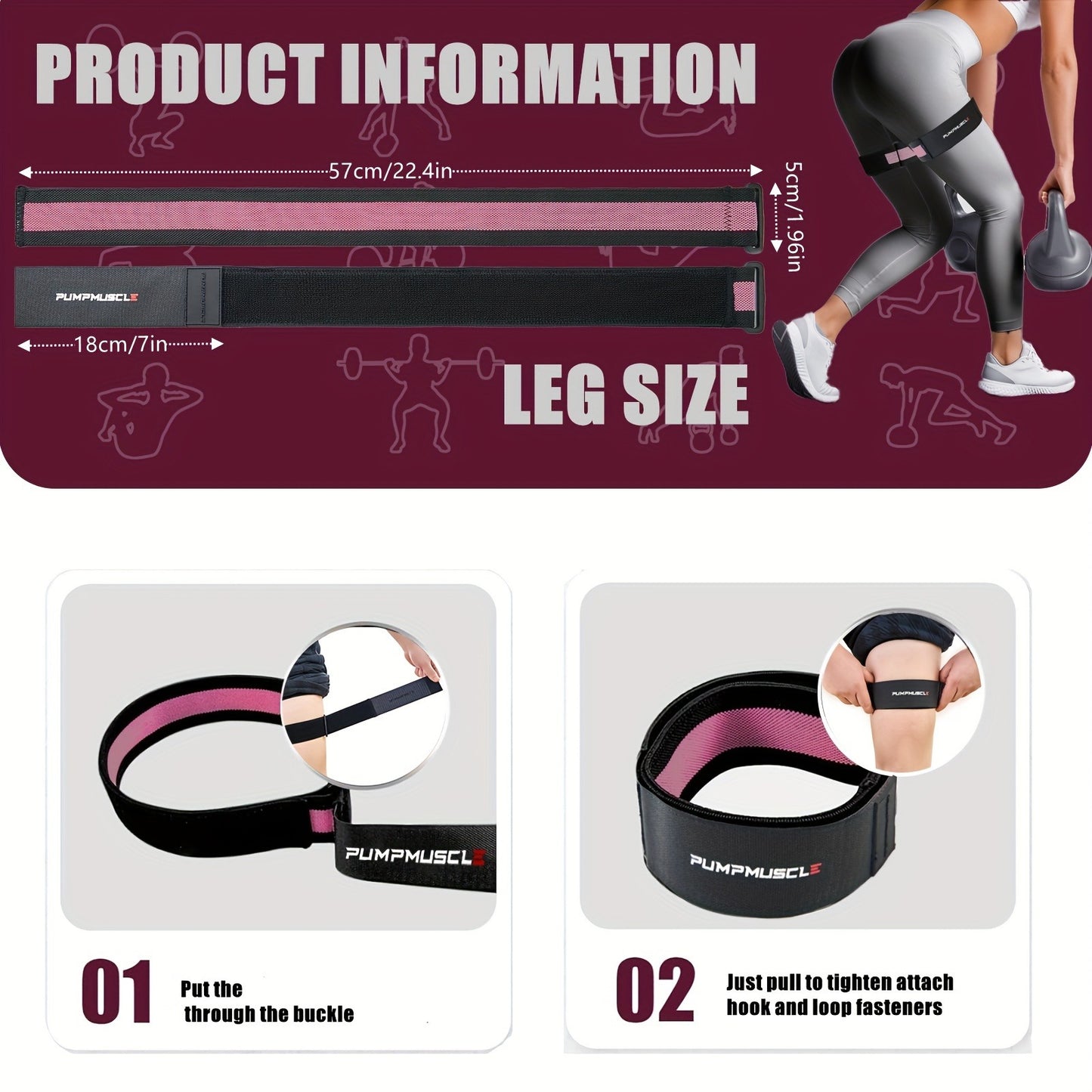PUMPMUSCLE Occlusion Bands for Women Glutes & Hip Building, Blood Flow Restriction Bands BFR Bundle Booty Bands, Best Fabric Resistance Bands for Exercising Your Butt, Squat, Thigh, Fitness