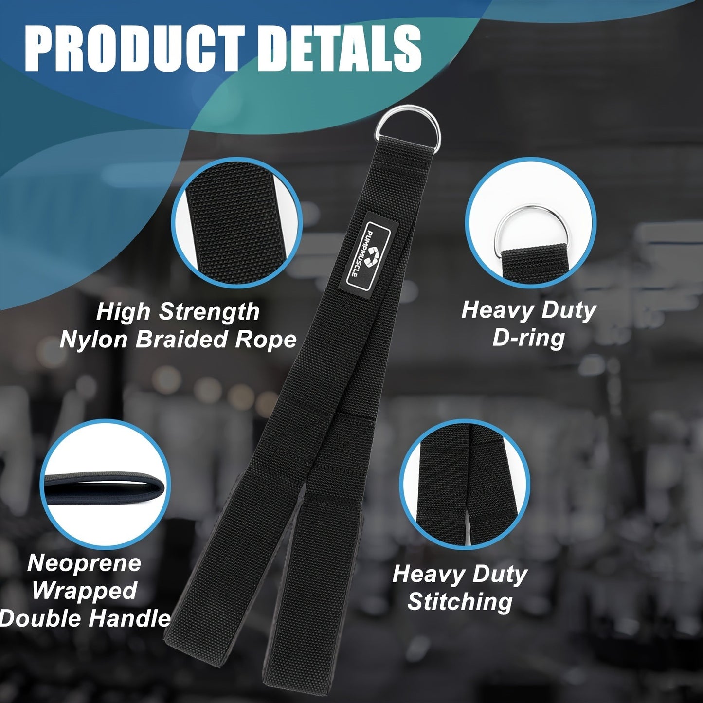PUMPMUSCLE Tricep Rope. Versatile Gym Equipment for Strength Training