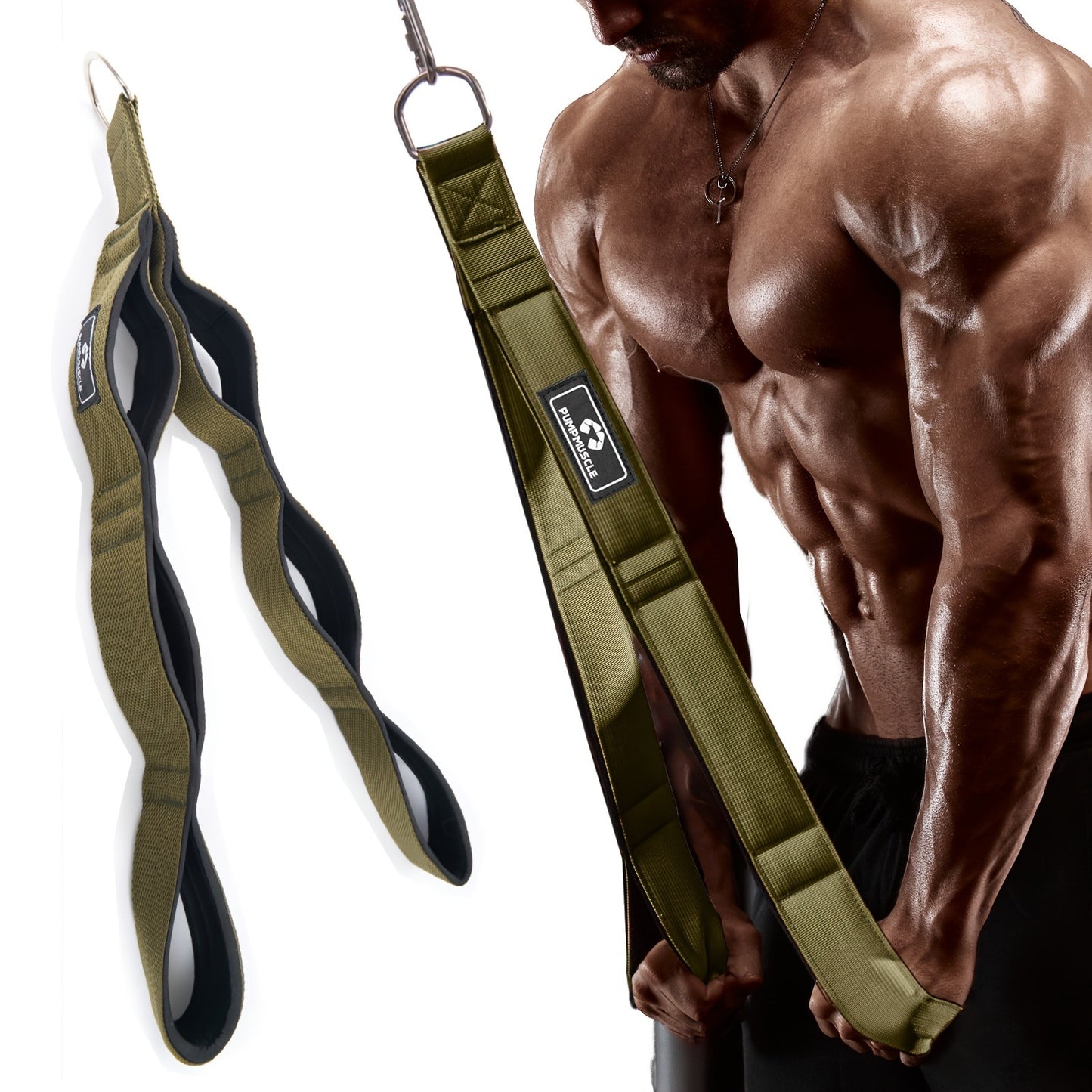 PUMPMUSCLE Tricep Rope Cable Attachment Handles, Greater Range of Motion, Tricep Pull Down Rope for Push Downs, Crunches, Facepulls for Professional Gym