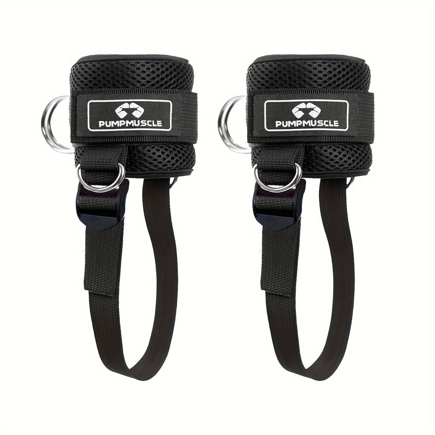 PUMPMUSCLE Ankle Straps for Cable Machines Kickbacks - Adjustable Comfort Ankle Cable Attachments for Gym Ankle Cuff Cable Machine Glute Kickback Straps