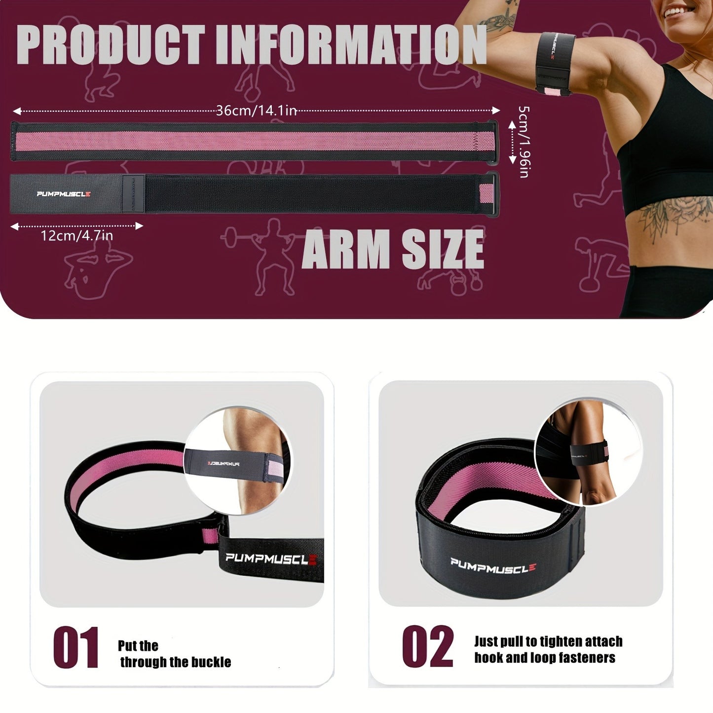 PUMPMUSCLE Occlusion Bands for Women Glutes & Hip Building, Blood Flow Restriction Bands BFR Bundle Booty Bands, Best Fabric Resistance Bands for Exercising Your Butt, Squat, Thigh, Fitness