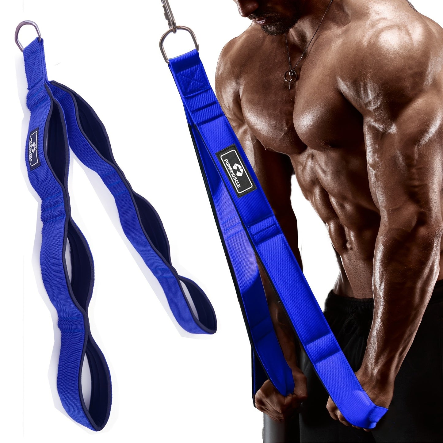 PUMPMUSCLE Tricep Rope Cable Attachment Handles, Greater Range of Motion, Tricep Pull Down Rope for Push Downs, Crunches, Facepulls for Professional Gym